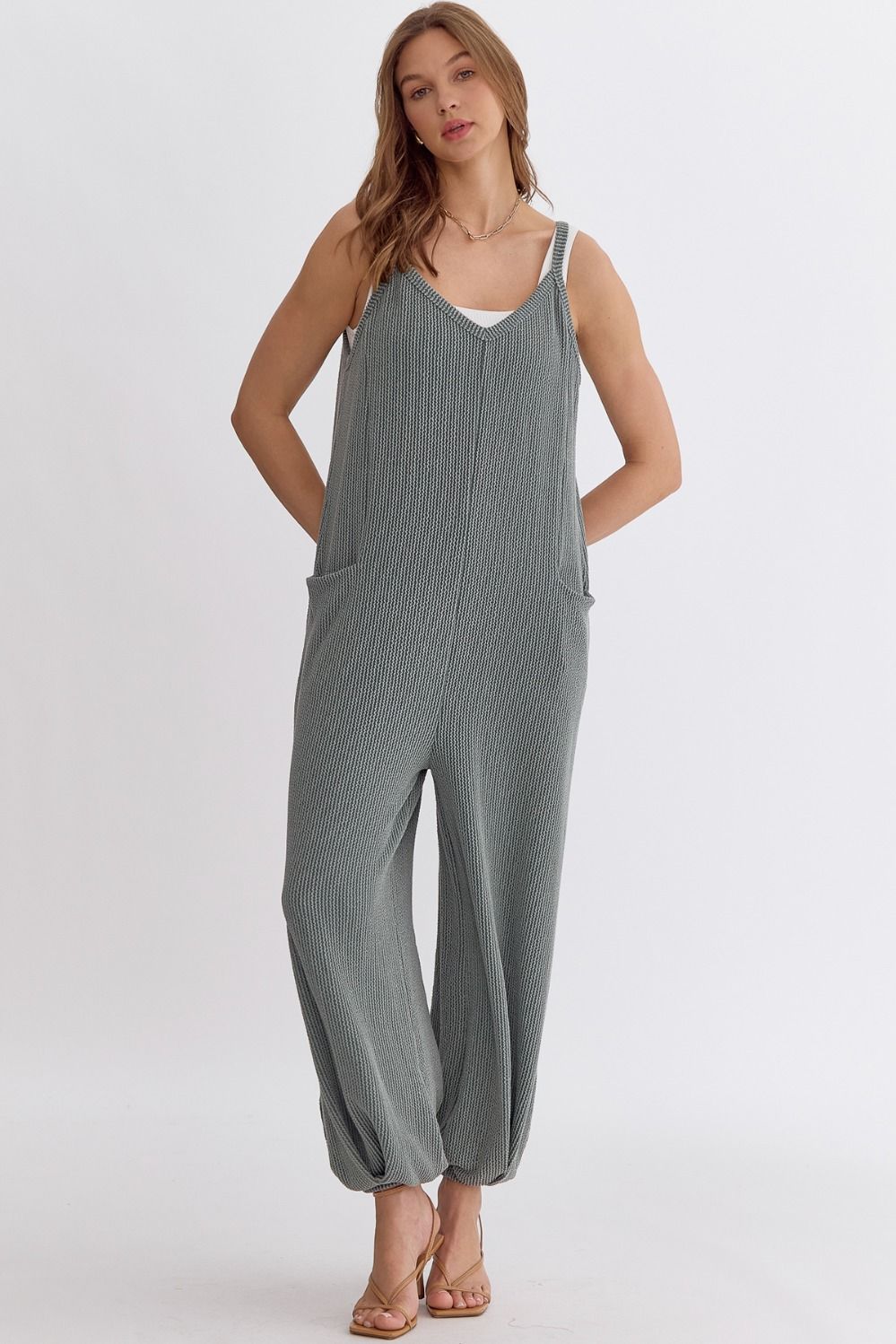Moss Ribbed Jumpsuit
