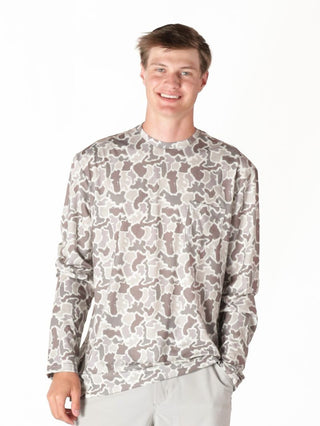Mens LS Grey Camo Tee