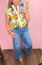 Load image into Gallery viewer, Marigold Florals Flutter Sleeve Top
