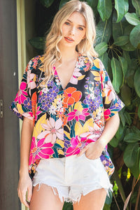 Curvy Bold Floral Boxy Top