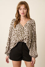 Load image into Gallery viewer, Olive Leopard Blouse
