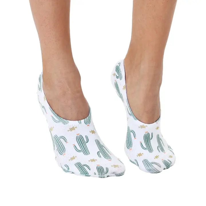 NO Shoe Socks-Wht Cactus