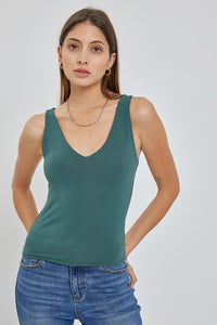 Basic V-Neck Tank-Leaf