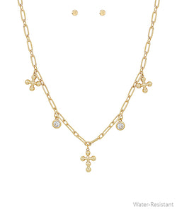 Multi Charm Cross Necklace