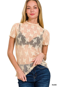 Lace Layering Top-Nude