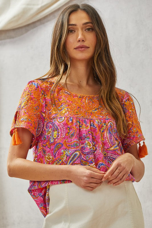 Pretty In Pink Paisley Top