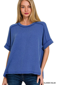 Christina Corded Tee-Classic Blue