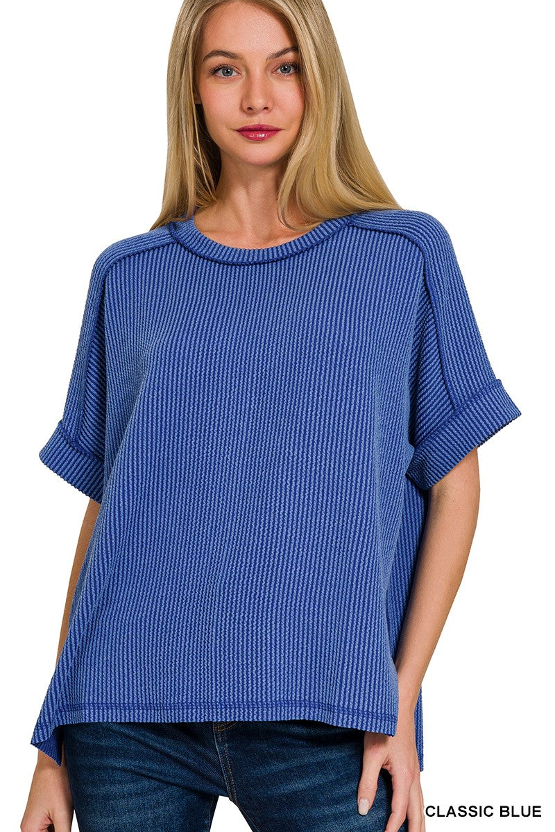 Christina Corded Tee-Classic Blue
