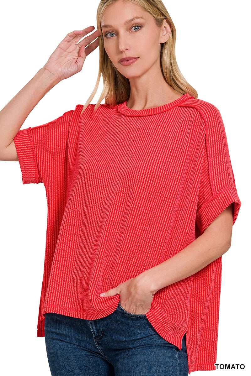 Christina Corded Tee Tomato
