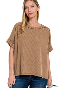 Christina Corded Tee-Deep Camel