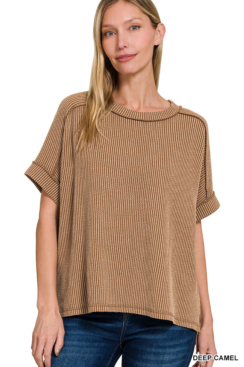 Christina Corded Tee-Deep Camel