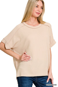 Christina Corded Tee Beige