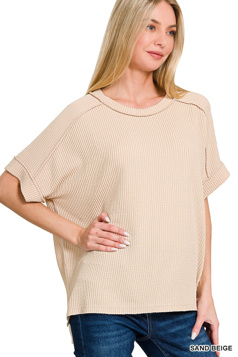 Christina Corded Tee Beige