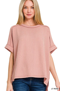 Christina Corded Tee-Rose