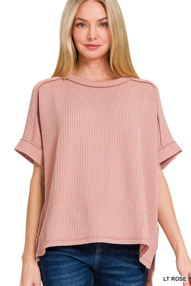 Christina Corded Tee-Rose
