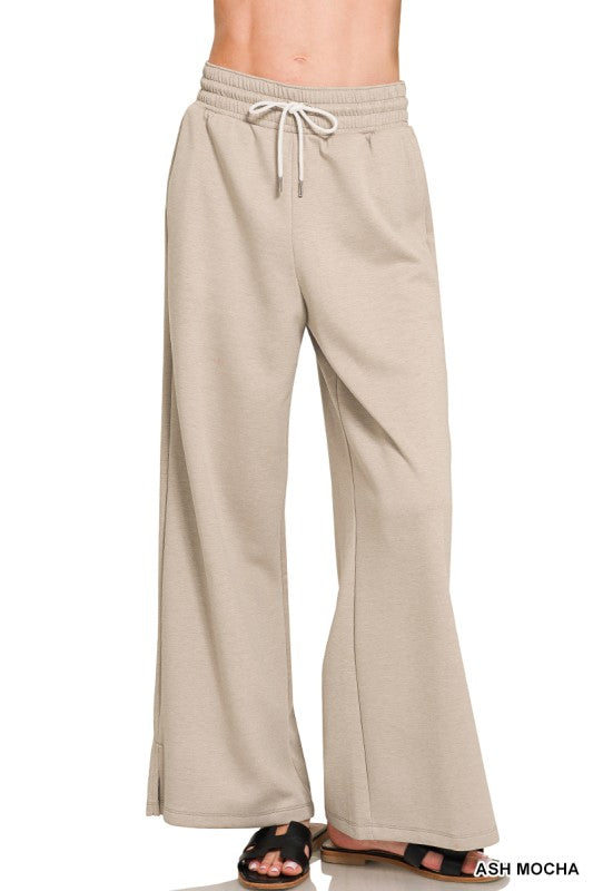 Drawstring Scuba Pant-Ash Mocha