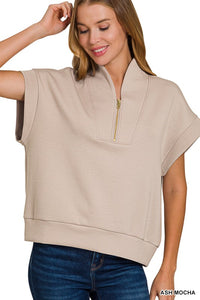 High Neck Scuba 1/2 Zip-Ash Mocha