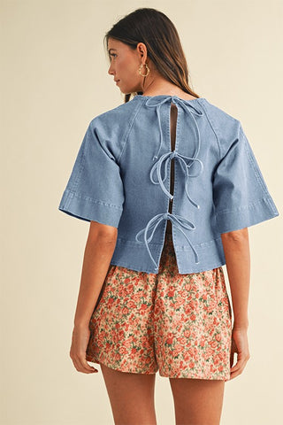 Bow Back Denim Top