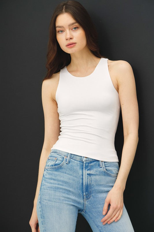 25' Round Neck Basic Tank-White