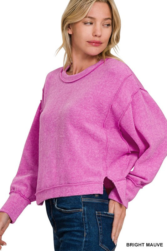 Sofie Exposed Seam Pullover-Bright Mauve