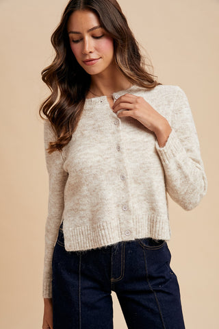 Melange Cropped Cardigan