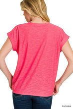 Load image into Gallery viewer, Slub Cuffed Sleeve Tee-Fuchsia
