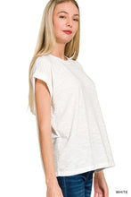 Load image into Gallery viewer, Slub Cuffed Sleeve Tee-White
