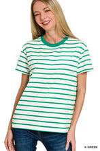 Load image into Gallery viewer, Striped Crew-K. Green
