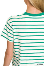 Load image into Gallery viewer, Striped Crew-K. Green
