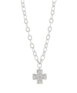 Silver Hammered Cross Necklace