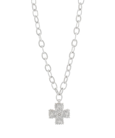 Silver Hammered Cross Necklace
