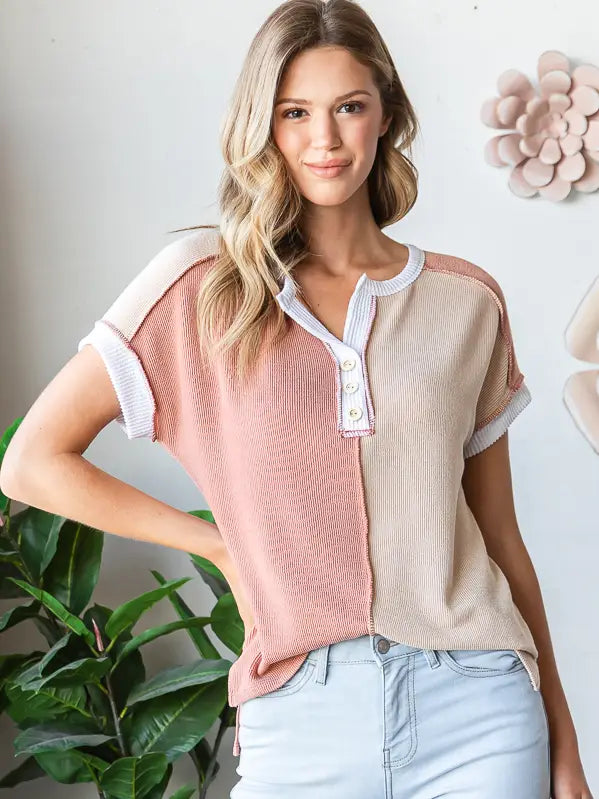 Callie Colorblock Ribbed Top
