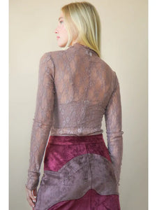 Lace Lover Sheer Top-Mocha