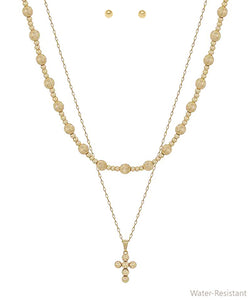 Cross Ball Combo Layer Necklace
