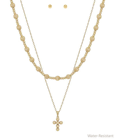 Cross Ball Combo Layer Necklace