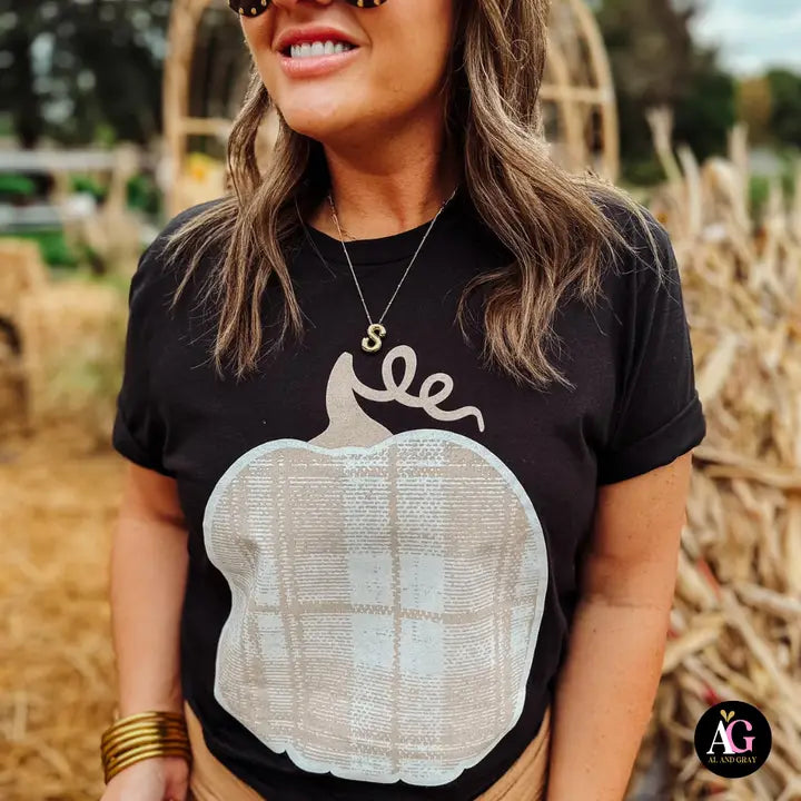 Beige Plaid Pumpkin Tee