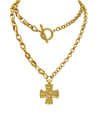 Wrapped Cross Toggle Necklace