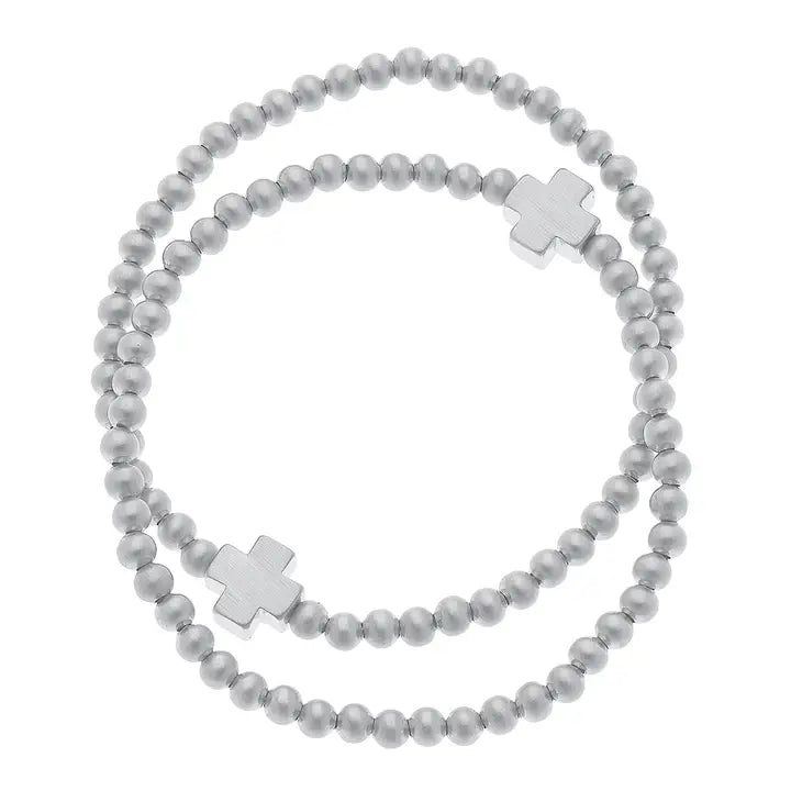 Isa Cross Ball Bracelets-Silver