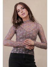 Load image into Gallery viewer, Lace Lover Sheer Top-Mauve Floral

