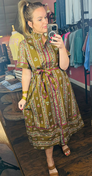 Floral Trellis Midi Dress