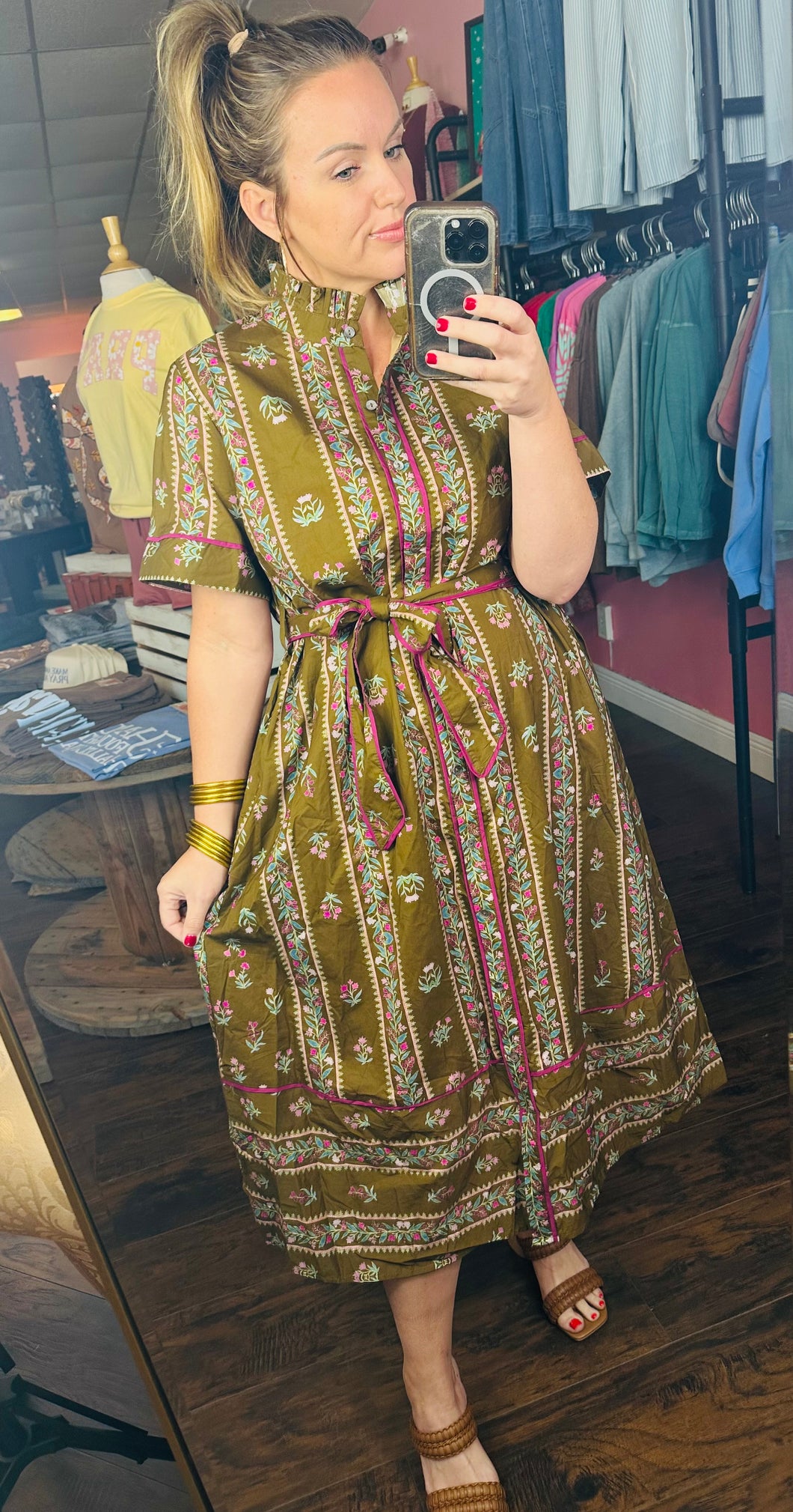 Floral Trellis Midi Dress