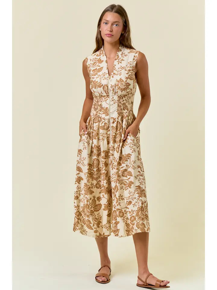 Paisley Smocked Midi
