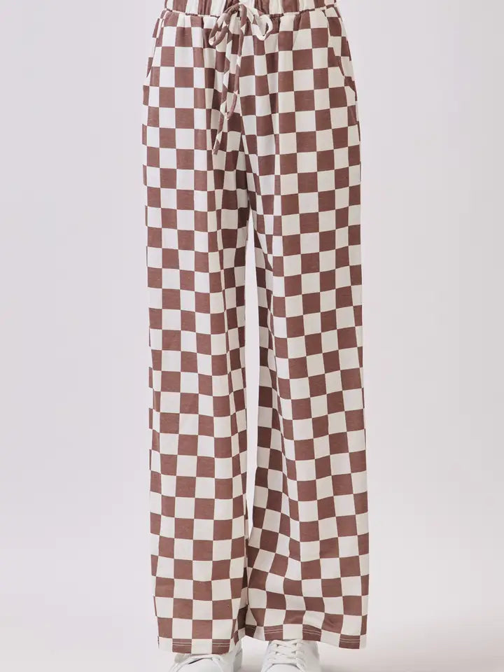 Check Mate Lounge Pant-Brown