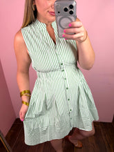 Load image into Gallery viewer, Spring Sage Stripe Mini Dress
