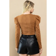 Load image into Gallery viewer, Piper Puff Sleeve Bodysuit-Camel
