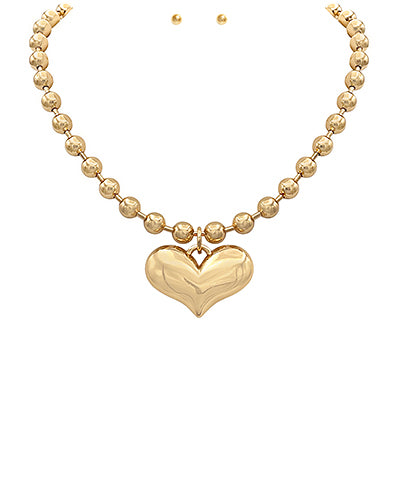 Puff Heart Shorty Necklace