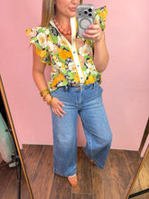 Load image into Gallery viewer, Marigold Florals Flutter Sleeve Top
