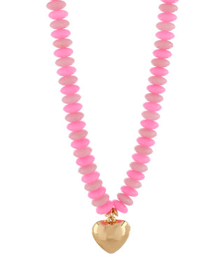 Pink Puffy Heart Necklace