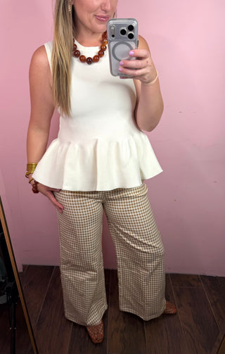 Sweet Style Peplum Tank-Ivory