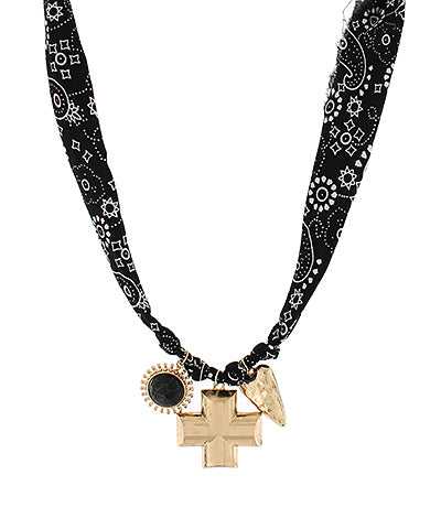 Black Bandana Scarf Necklace